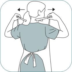 How to doff aprons - step 1