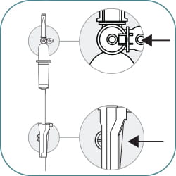 Priming evercare® inLine, Gravity Set Vented Filterstop - Step 1