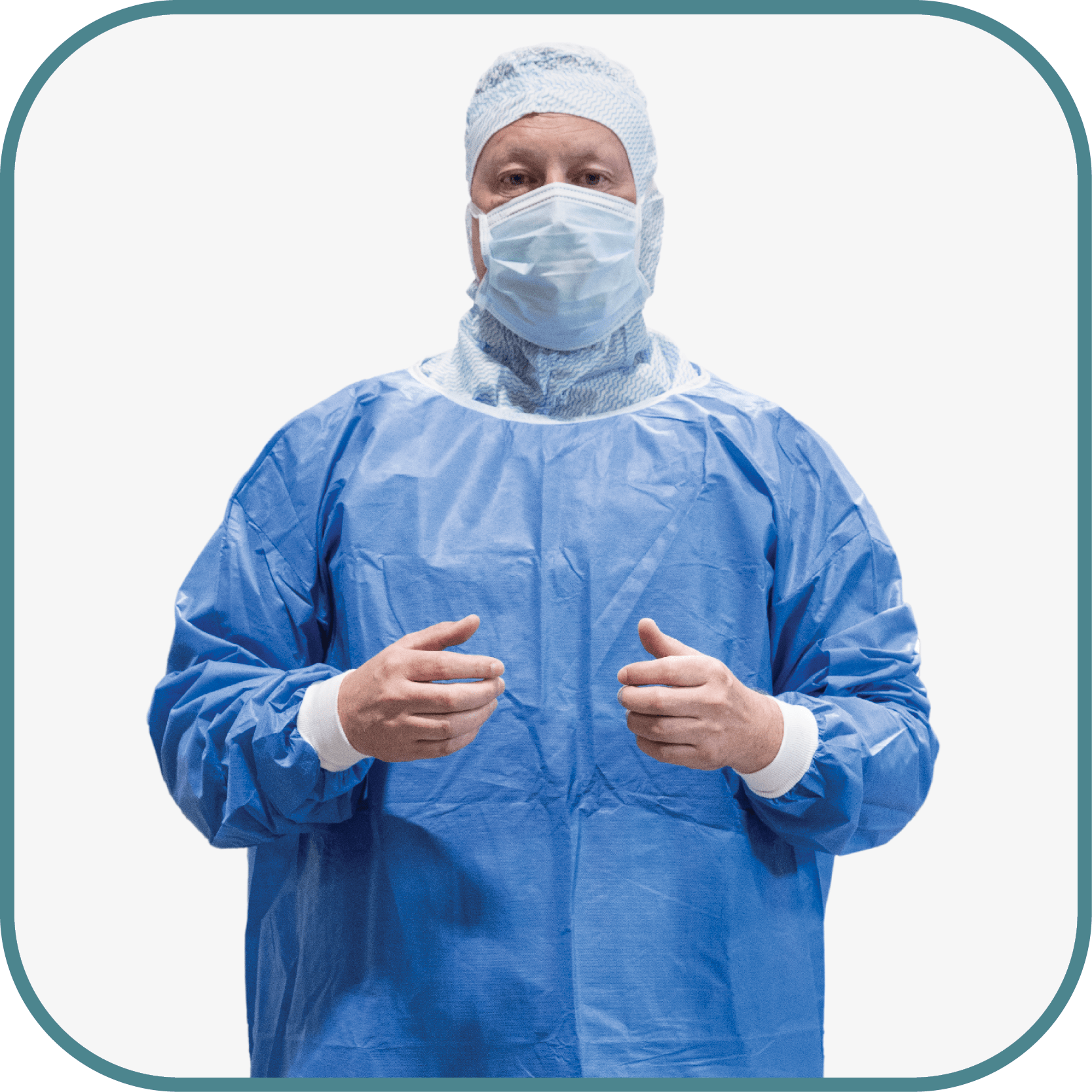 Donning guide OP-gowns with open back - Step 4