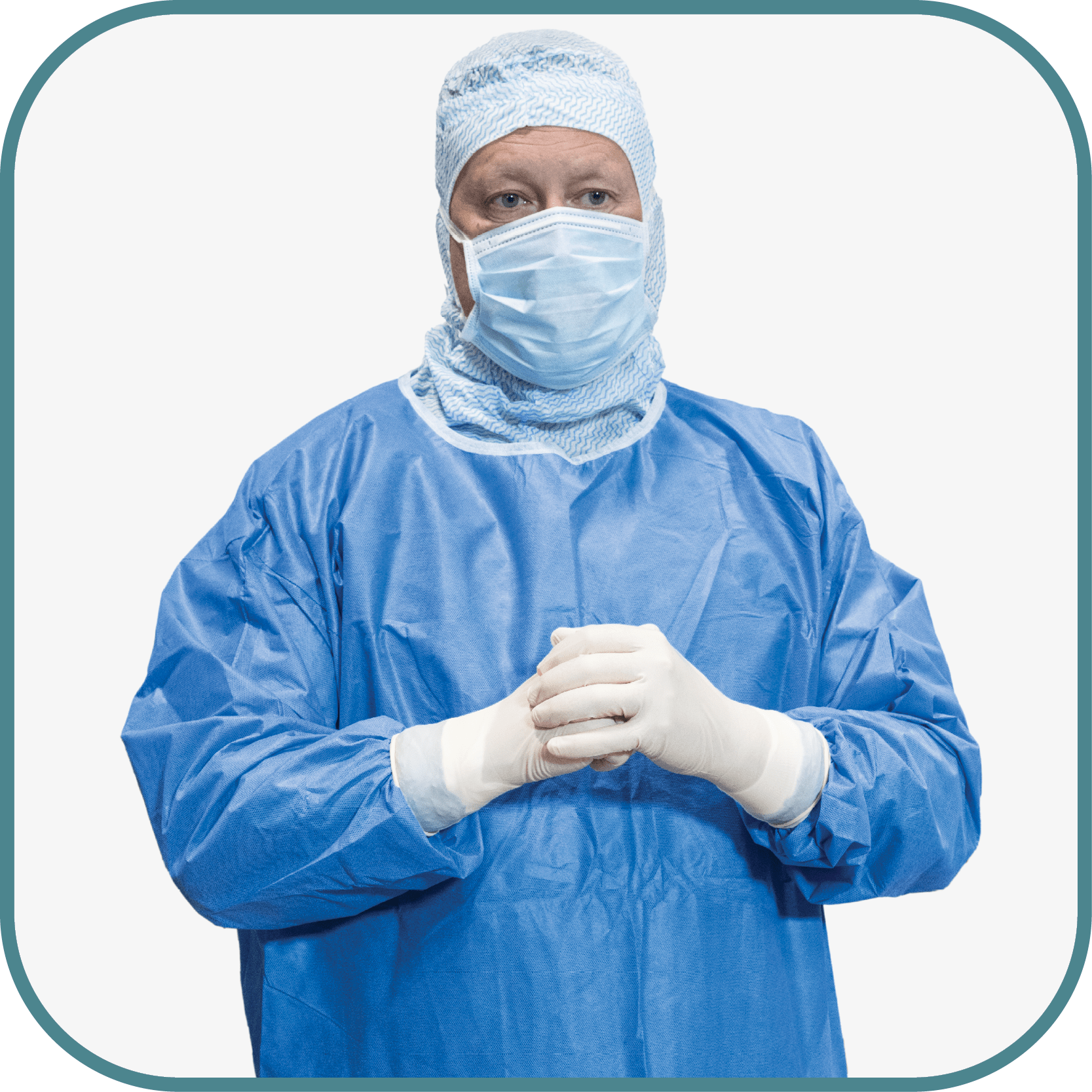 Donning guide OP-gowns with open back - Step 7