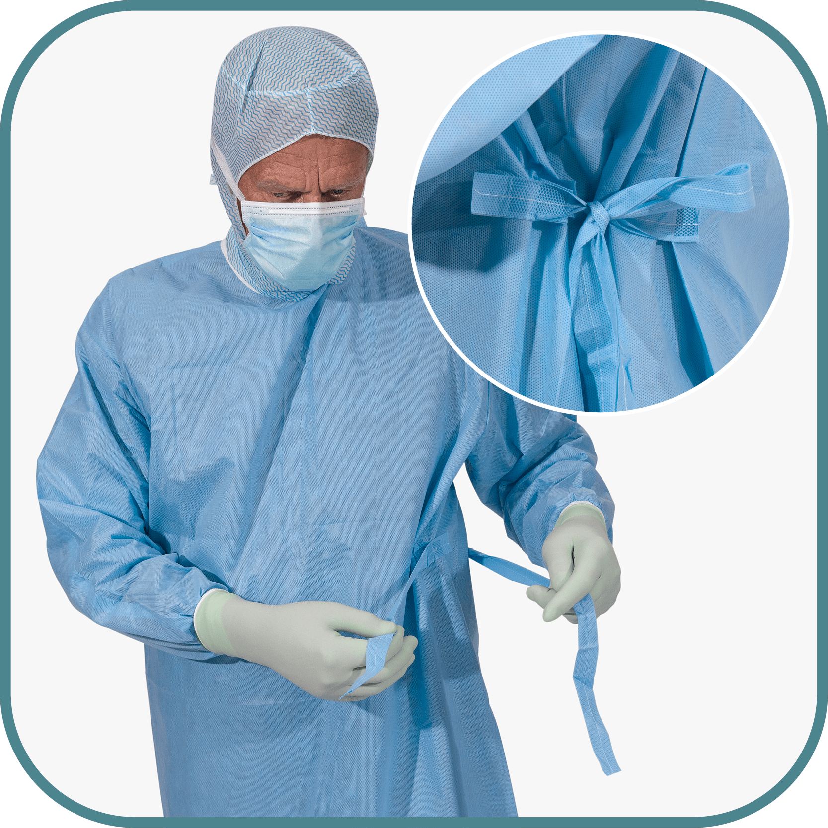 Donning guide OP-gowns - Step 10