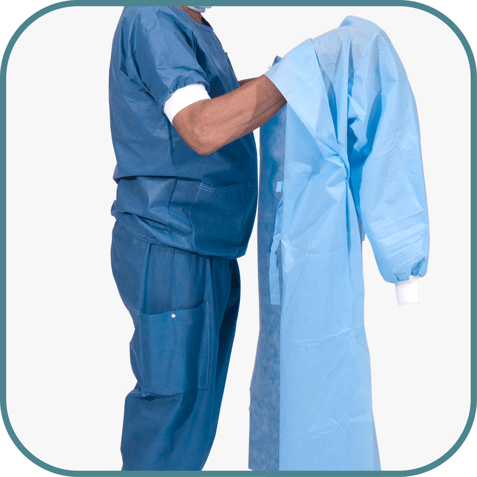 Donning guide OP-gowns - Step 2