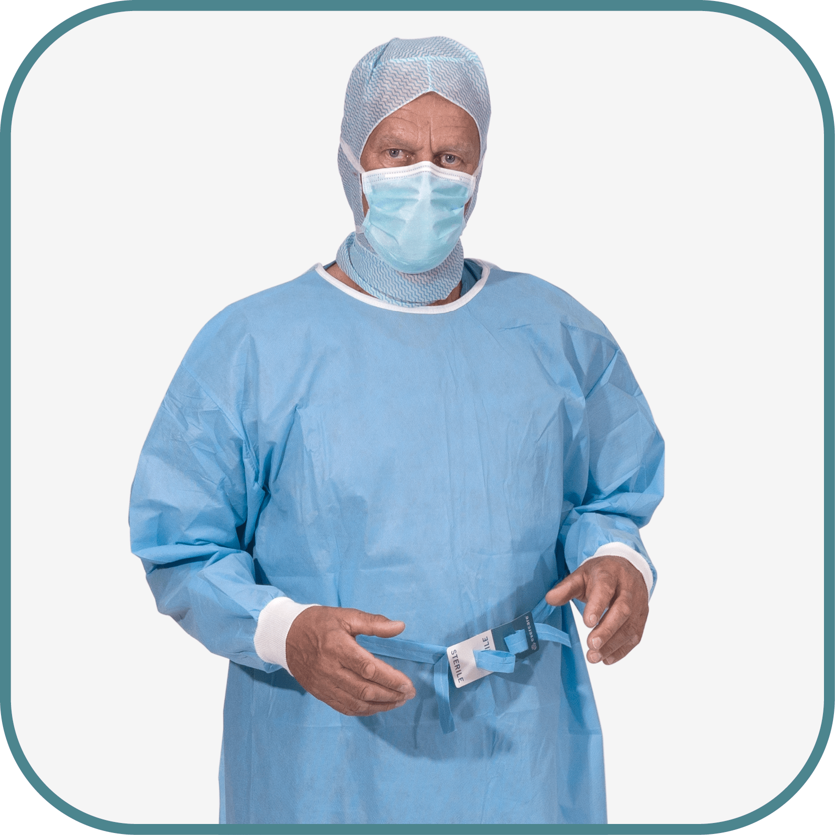 Donning guide OP-gowns - Step 4