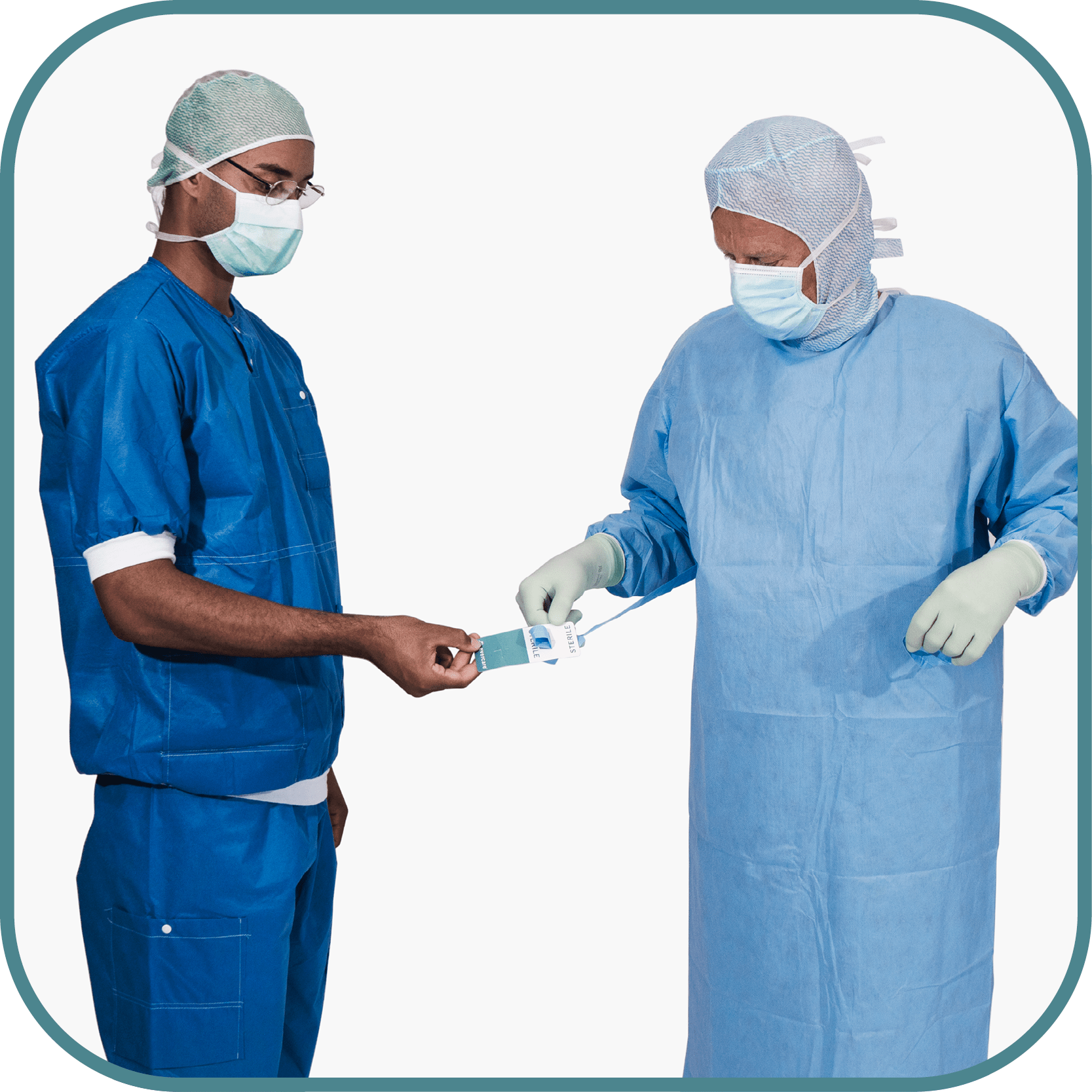 Donning guide OP-gowns - Step 9