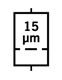 Symbol of Liquid filter with pore size