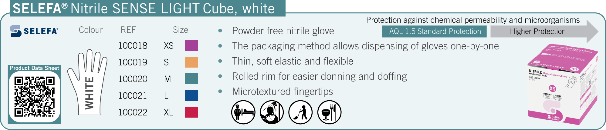 SELEFA Nitrile SENSE LIGHT Cube, white