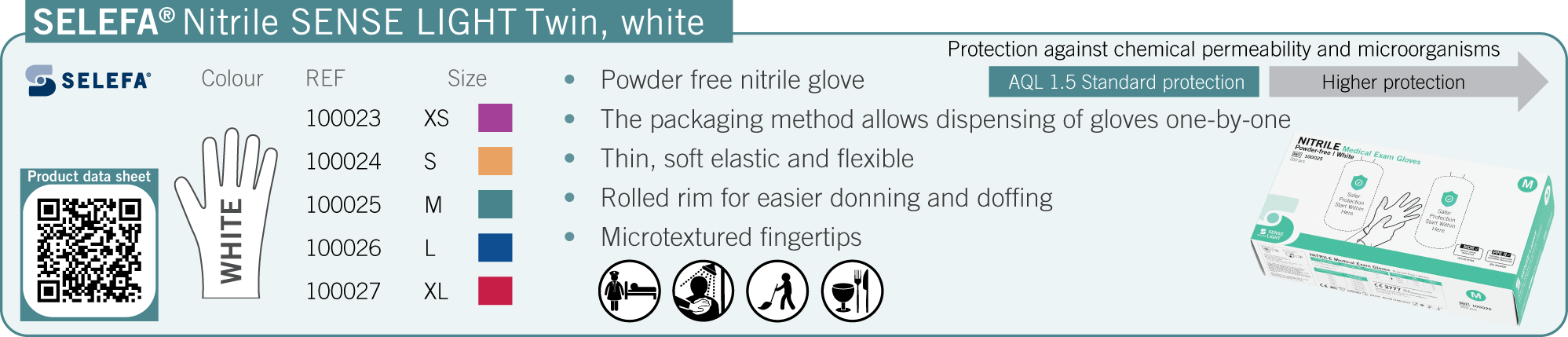SELEFA Nitrile SENSE LIGHT Twin, white